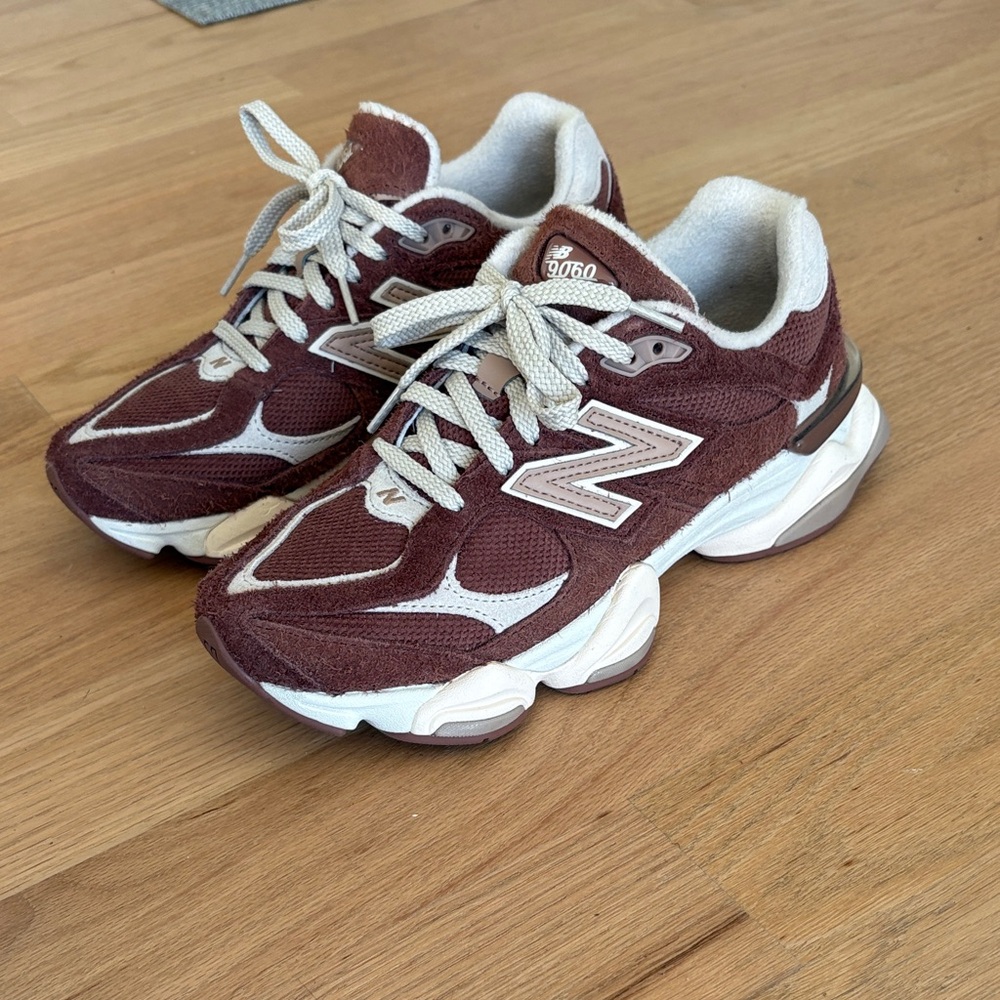 New Balance Burgundy and White 9060 Sneakers